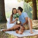 You deserve it and so much more. Shot of a young couple on a romantic date in the forest.